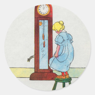 Hickory, dickory, dock! The mouse ran up the clock Classic Round Sticker