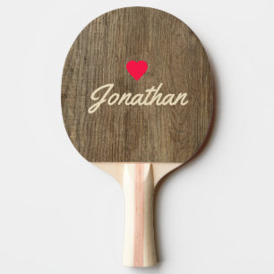 Hickory Wood Vintage Heart Signature Ping Pong Paddle