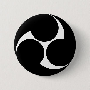 Hidari-Mitsu-domoe mon (crest) 6 Cm Round Badge