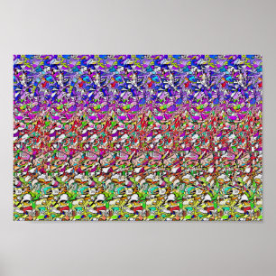 Hidden 3D Stereogram Poster, Butterfly on a Flower Poster