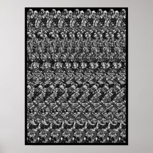 Hidden 3D Stereogram Poster - Jolly Roger, B&W