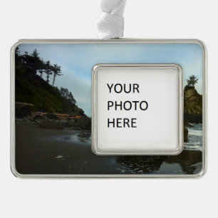 Hidden Beach II at Redwood National Park Silver Plated Framed Ornament