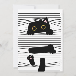 Hidden Black Cat Cute Funny Minimalist Animal Love Invitation