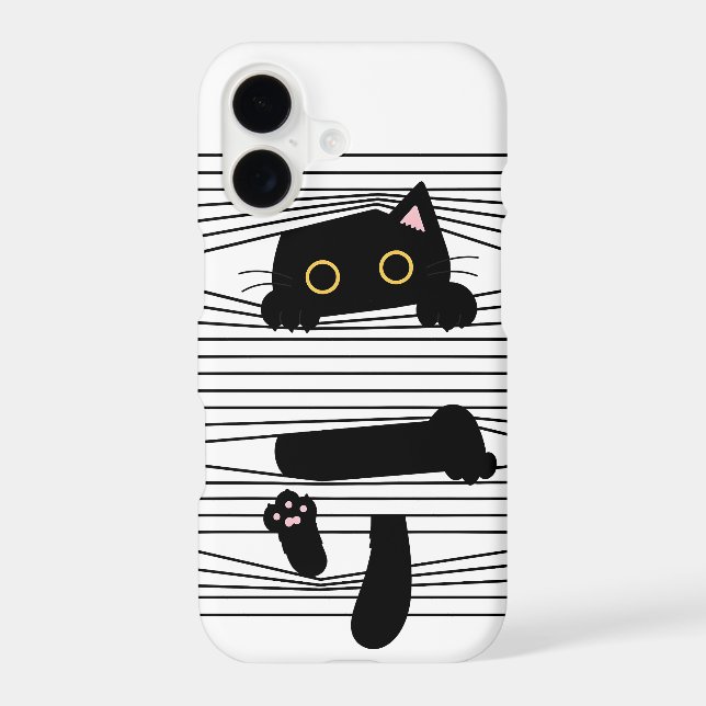 Hidden Black Cat Cute Funny Minimalist Animal Love iPhone Case (Back)