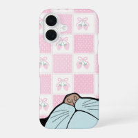 Hidden Cat Peeking Black Cat Cute Silly Pink Gingh
