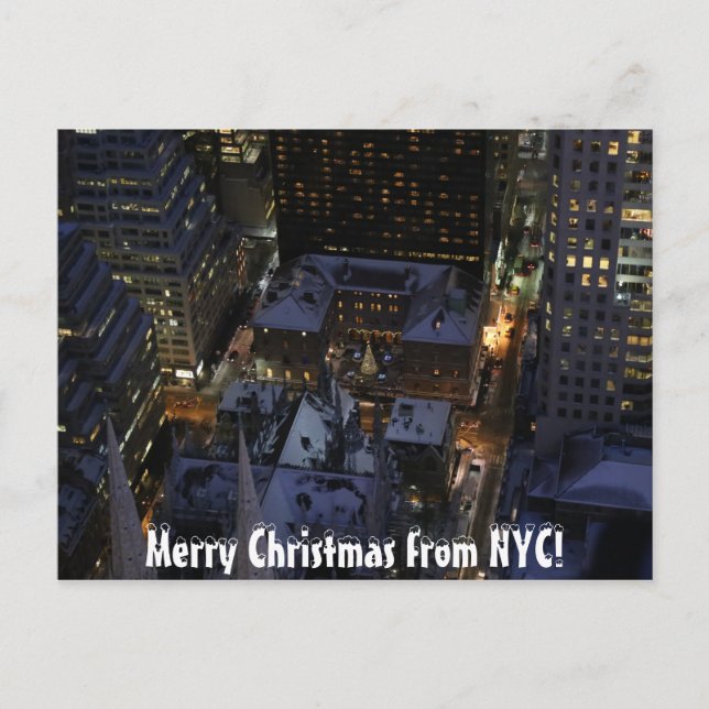 Hidden Christmas Tree in Manhattan at Night Postcard (Front)