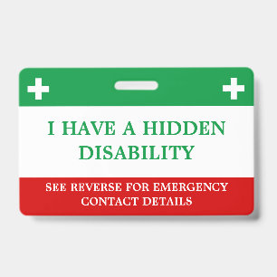 Hidden Disability Medical Alert Lanyard ICE ID Badge