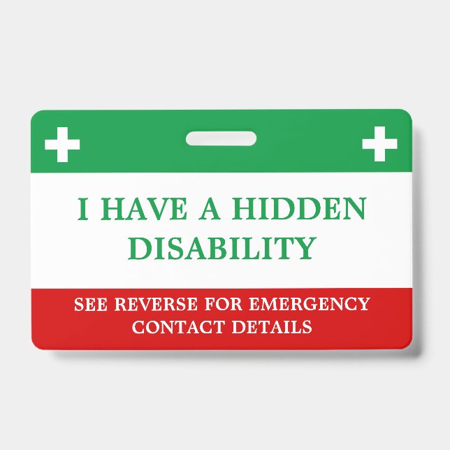 Hidden Disability Medical Alert Lanyard ICE ID Badge (Front)