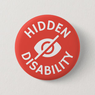 Hidden Disability visual aid red white 6 Cm Round Badge