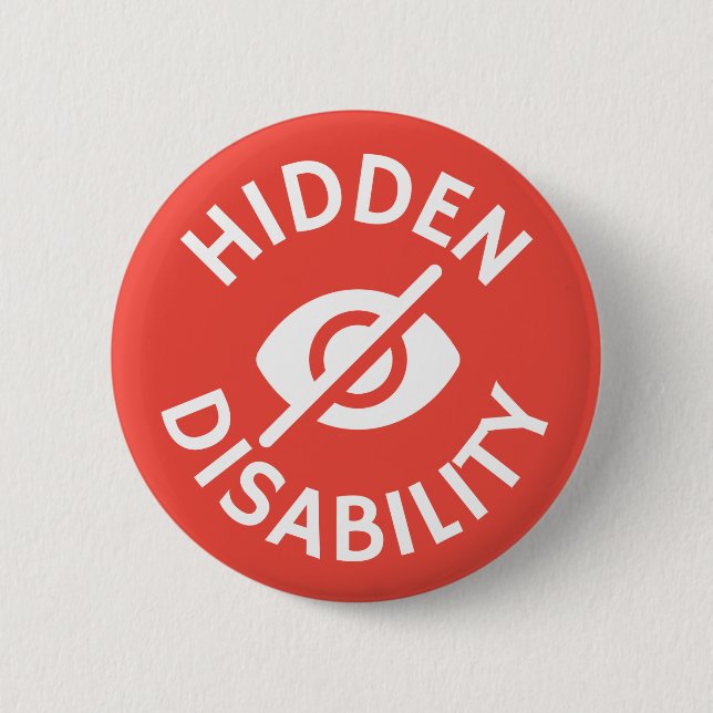 Hidden Disability visual aid red white 6 Cm Round Badge (Front)