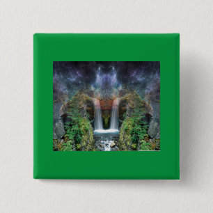 Hidden Faces in Fantasy Waterfalls 15 Cm Square Badge