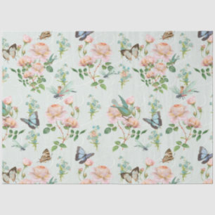 Hidden Fairy Floral Blue Pink Dragonfly Butterfly Tissue Paper