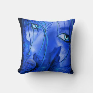 HIDDEN FEAR BLUE GIRL WITH SKULL Pillow
