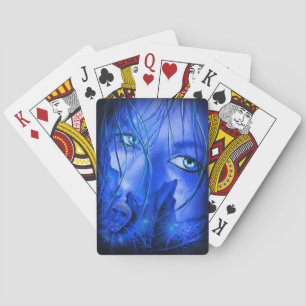 HIDDEN FEAR BLUE GIRL WITH SKULL PLAYING CARDS