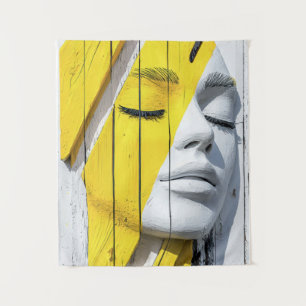 Hidden Girl Behind Yellow Fragments Tapestry