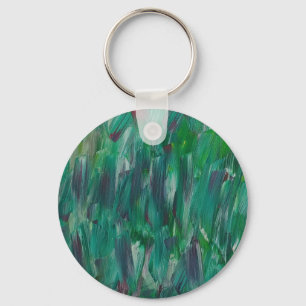 Hidden Green Red White Colorful Abstract Art Key Ring