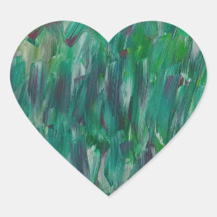 Hidden Green Red White Colourful Abstract Art Heart Sticker