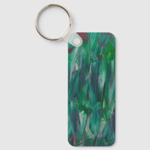 Hidden Green Red White Colourful Abstract Art Key Ring