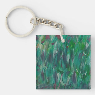 Hidden Green Red White Colourful Abstract Art Key Ring