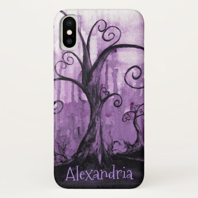Hidden Hearts Trees Purple Fantasy Art Your Name Case-Mate iPhone Case (Back)