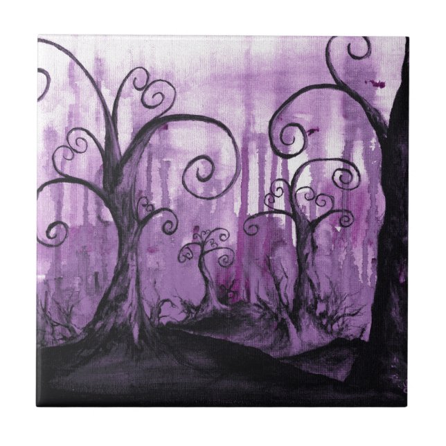 Hidden Hearts Trees Surreal Fantasy Landscape Art Ceramic Tile (Front)