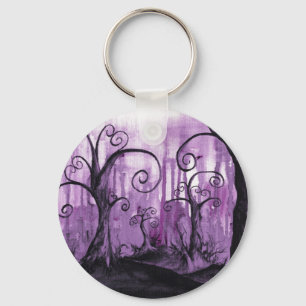 Hidden Hearts Trees Surreal Fantasy Landscape Art Key Ring