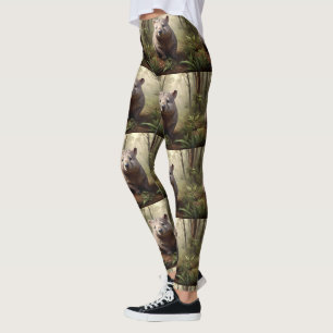 "Hidden in the Bush: An Aussie Wombat in the Wild" Leggings