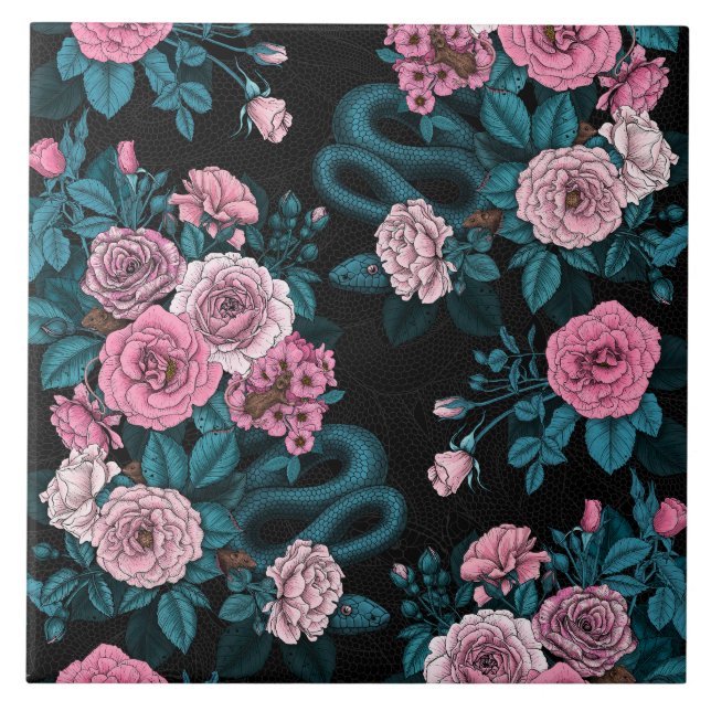 Hidden in the roses 2 ceramic tile (Front)