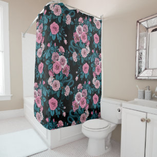 Hidden in the roses 2 shower curtain