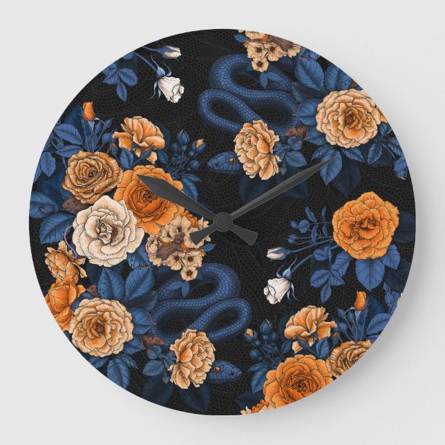 Hidden in the roses, orange and blue large clock (Front)