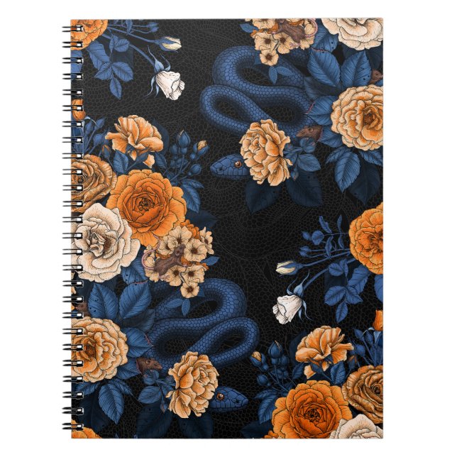 Hidden in the roses, orange and blue notebook (Front)