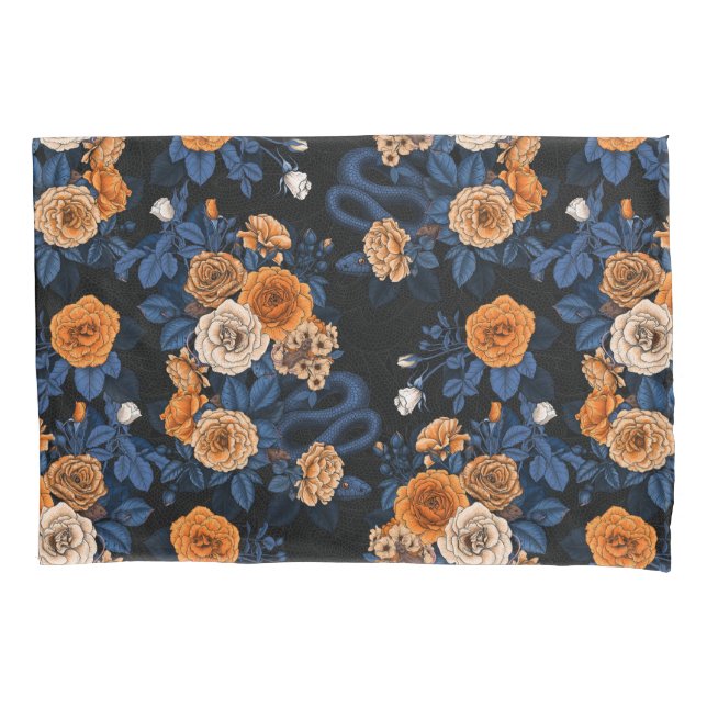 Hidden in the roses, orange and blue pillowcase (Front-Left)