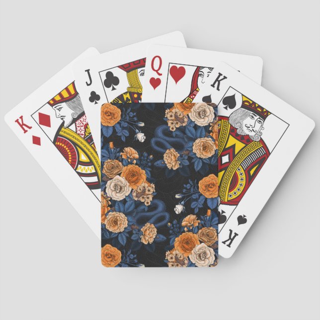 Hidden in the roses, orange and blue playing cards (Back)
