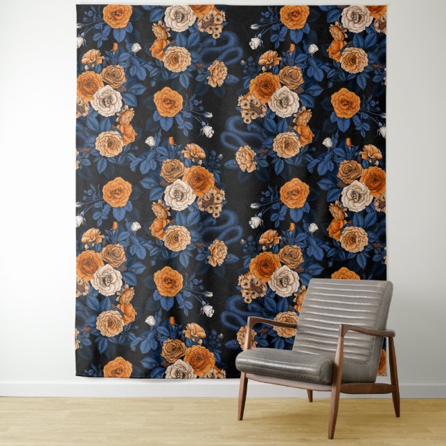 Hidden in the roses, orange and blue tapestry (In Situ)