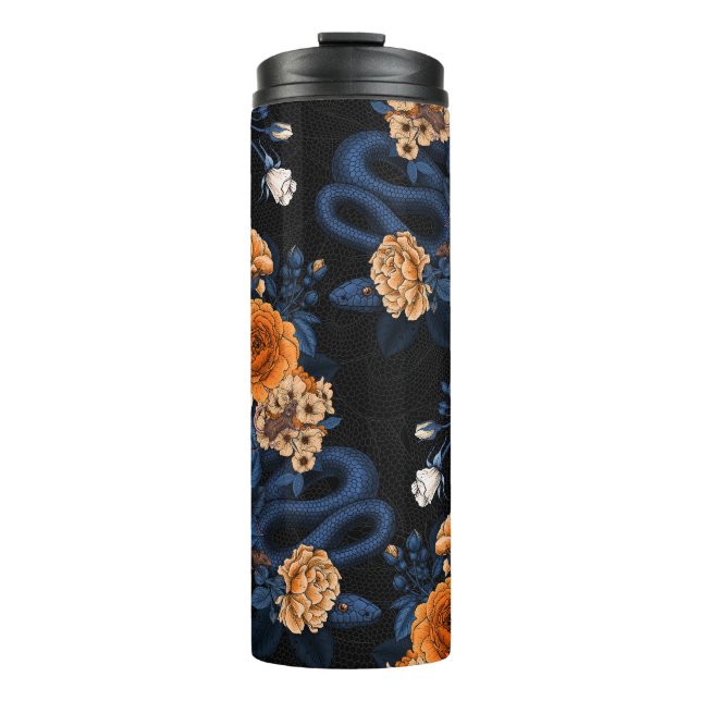 Hidden in the roses, orange and blue thermal tumbler (Front)