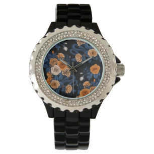 Hidden in the roses, orange and blue watch