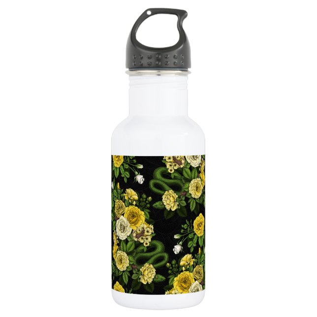 Hidden in the roses,yellow and green 532 ml water bottle (Front)