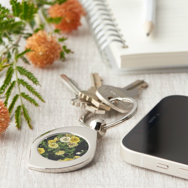 Hidden in the roses, yellow  and green key ring (Side)