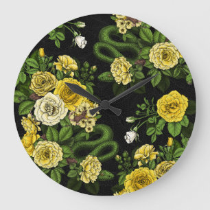 Hidden in the roses, yellow and green large clock