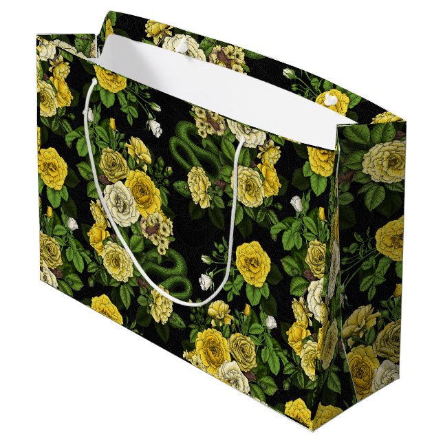 Hidden in the roses,yellow and green large gift bag (Back Angled)