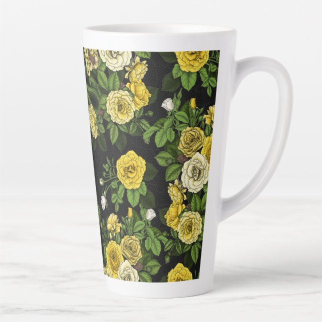 Hidden in the roses, yellow  and green latte mug (Right)