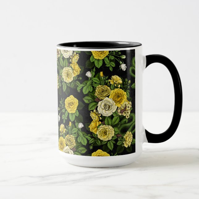 Hidden in the roses, yellow  and green mug (Right)