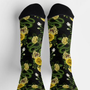 Hidden in the roses,yellow and green socks