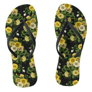 Hidden in the roses, yellow and green thongs