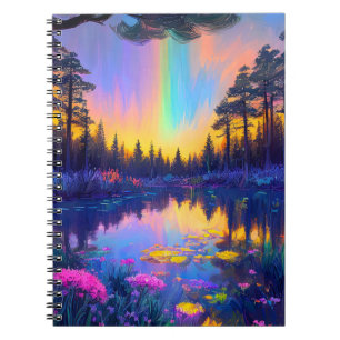 Hidden Lake Adorned with Colourful Flowers Notebook