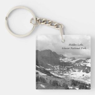 Hidden Lake Glacier National Park Monochrome Photo Key Ring