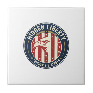 Hidden Liberty Patriotic Patriotic Optical Illusio Ceramic Tile