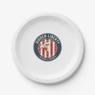 Hidden Liberty Patriotic Patriotic Optical Illusio Paper Plate