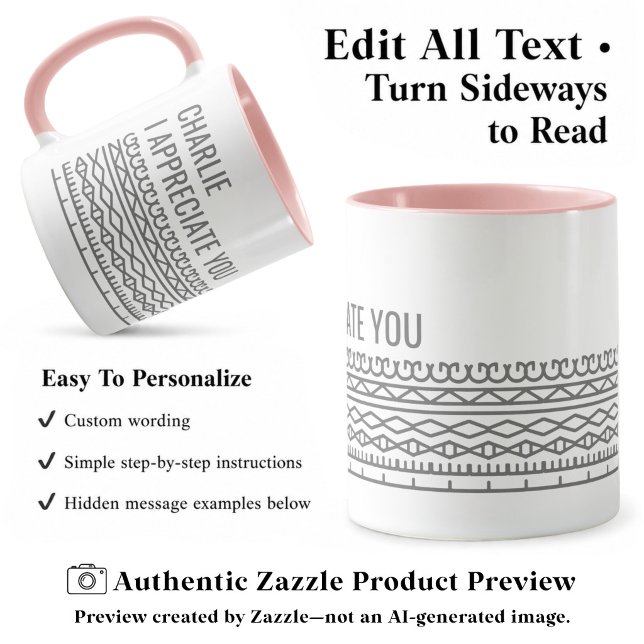 Hidden Message Pattern, Personalised Leaving, Grey Mug (Creator Uploaded)