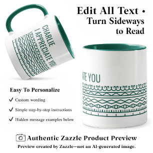 Hidden Message Pattern, Personalised Leaving, Grn Mug